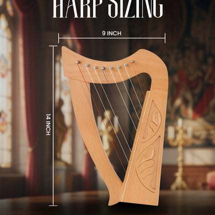 Mini Celtic Harp 8 String | Portable Celtic Instrument for Beginners & Professionals