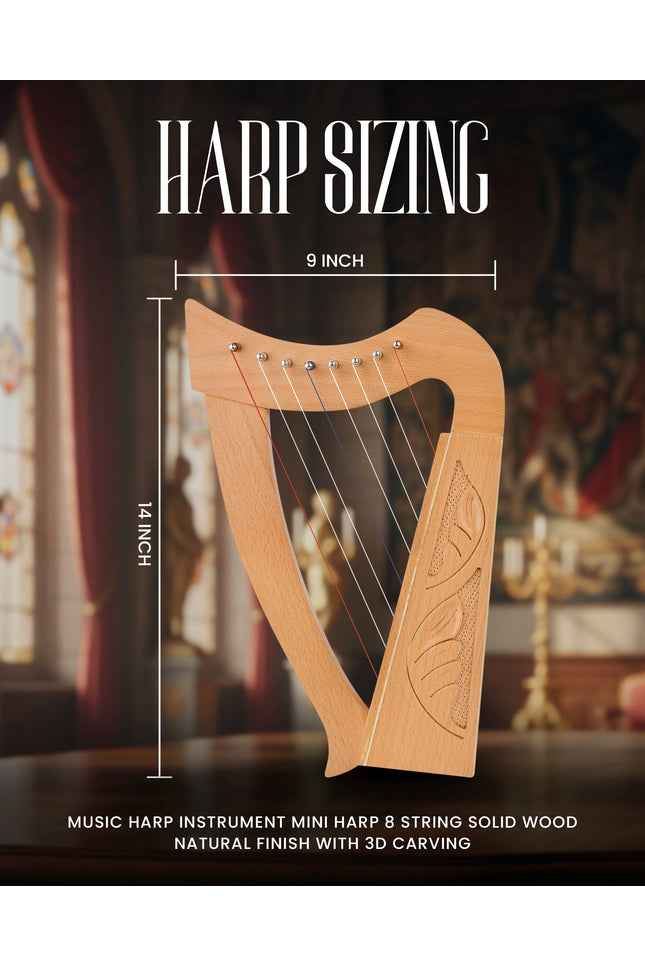 Mini Celtic Harp 8 String | Portable Celtic Instrument for Beginners & Professionals