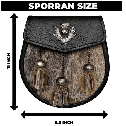 Elegant Seal Skin Semi-Formal Sporran with Thistle Badge