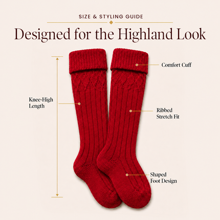 Comfortable Wool Blend Red Kilt Hose | High-Quality Kilt Socks