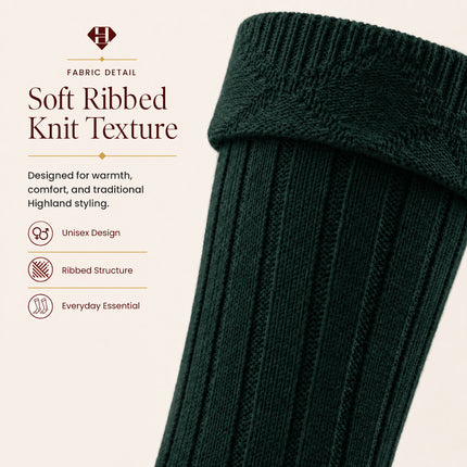 Comfortable Wool Blend Green Kilt Hose | High-Quality Kilt Socks