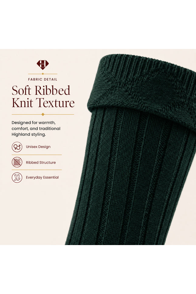 Comfortable Wool Blend Green Kilt Hose | High-Quality Kilt Socks