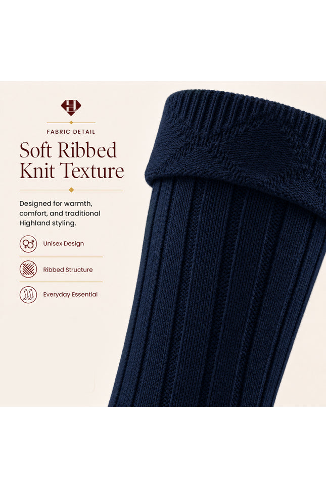 Comfortable Wool Blend Blue Kilt Hose | High-Quality Kilt Socks