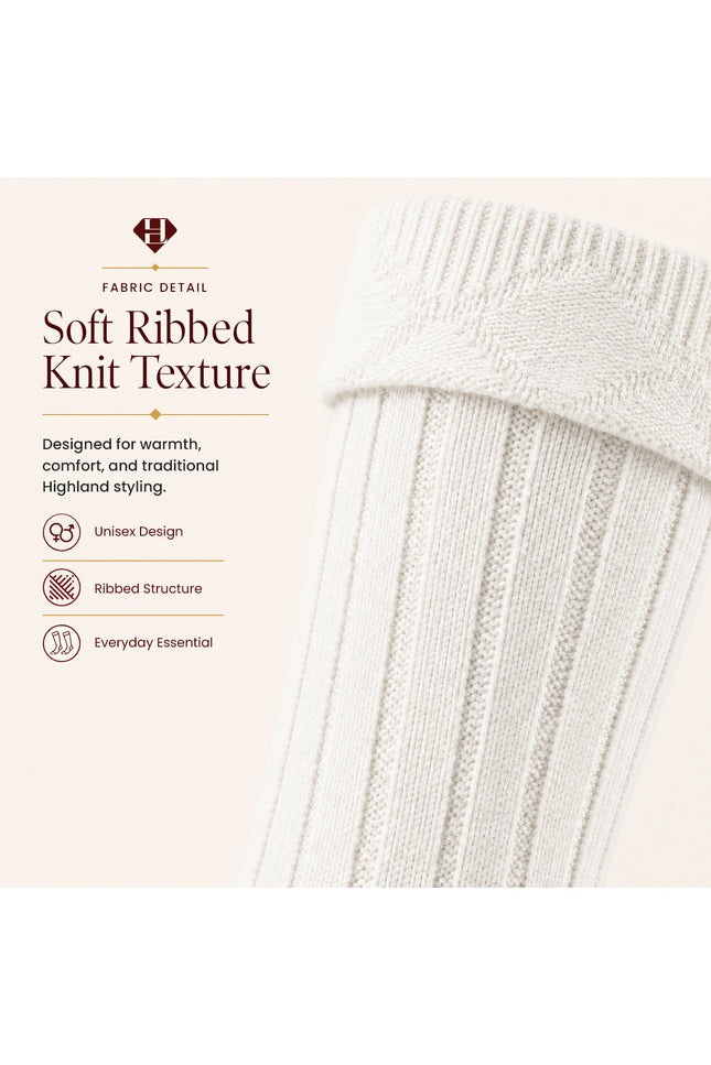 Comfortable Wool Blend White Kilt Hose | High-Quality Kilt Socks