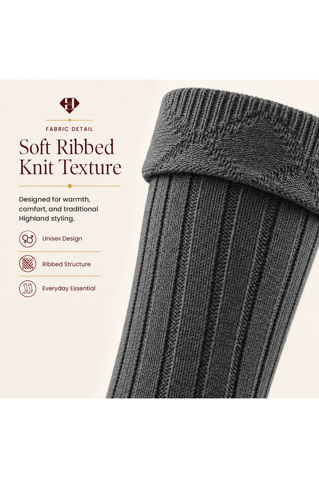Comfortable Wool Blend Grey Kilt Hose | High-Quality Kilt Socks