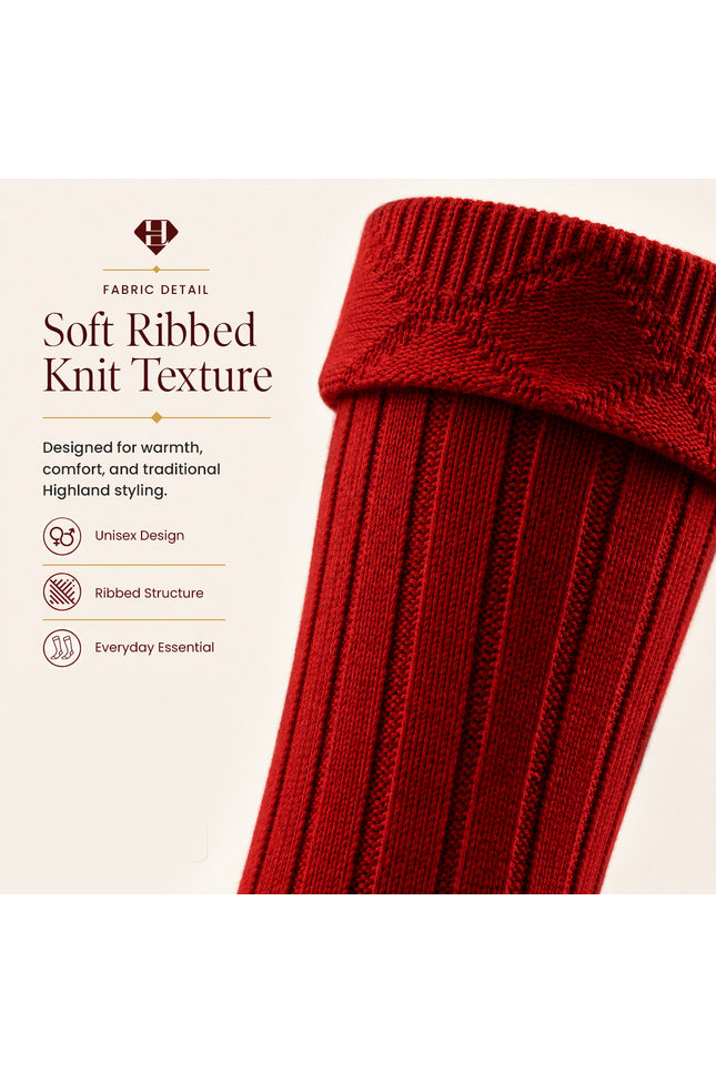 Comfortable Wool Blend Red Kilt Hose | High-Quality Kilt Socks