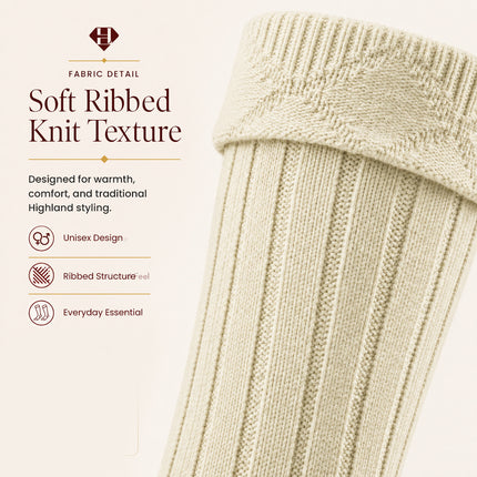 Comfortable Wool Blend Cream Kilt Hose | High-Quality Kilt Socks