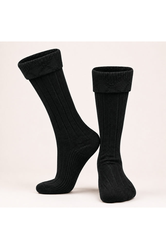 Comfortable Wool Blend Black Kilt Hose | High-Quality Kilt Socks
