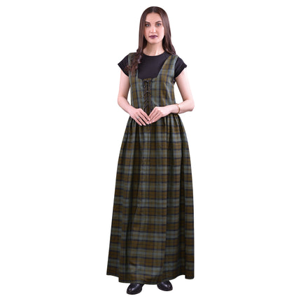 Women's Scottish Highland Dress – Long Tartan Dress | Black Watch Weathered
