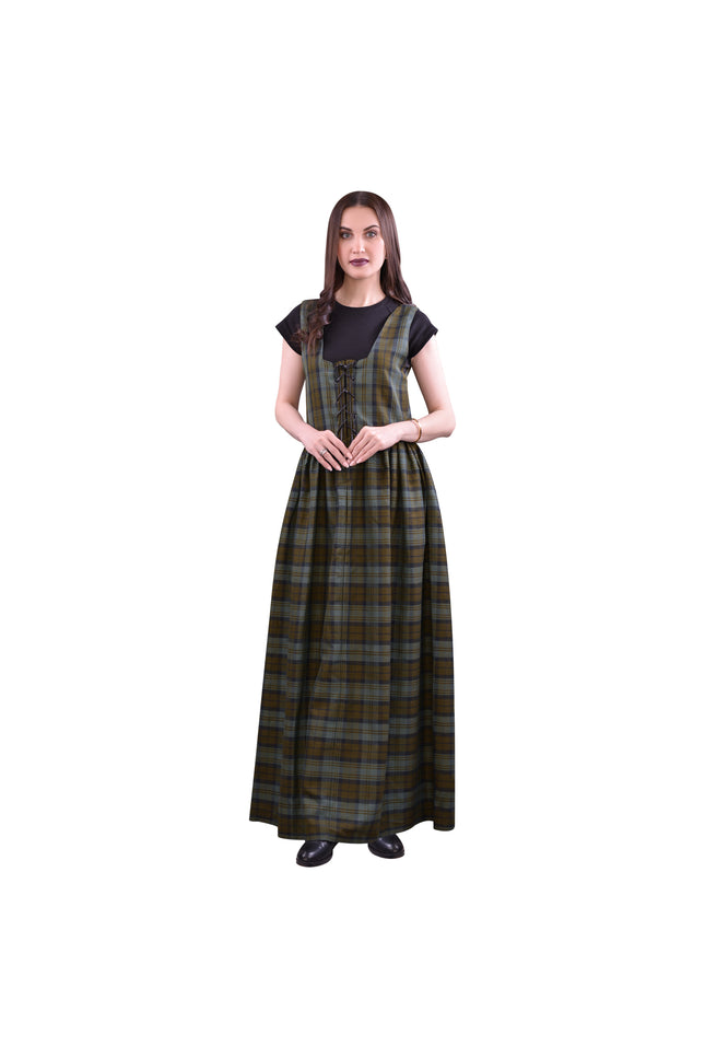 Women's Scottish Highland Dress - Long Tartan Dress | Black Watch Weathered