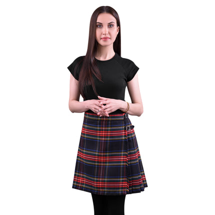 Woman Plaid Kilt – Black Stewart Tartan Kilt – Premium Quality & Timeless Style