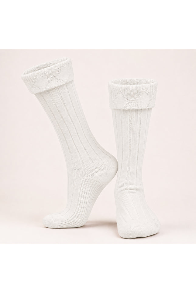 Comfortable Wool Blend White Kilt Hose | High-Quality Kilt Socks