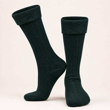Comfortable Wool Blend Green Kilt Hose | High-Quality Kilt Socks