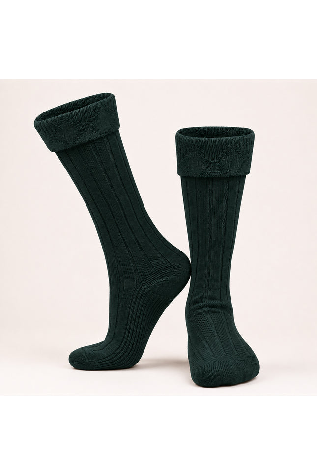 Comfortable Wool Blend Green Kilt Hose | High-Quality Kilt Socks