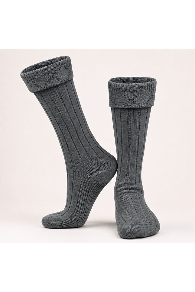 Comfortable Wool Blend Grey Kilt Hose | High-Quality Kilt Socks