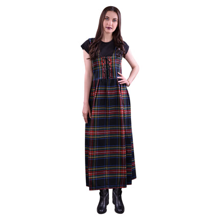 Women's Scottish Highland Dress – Long Tartan Dress | Black Stewart