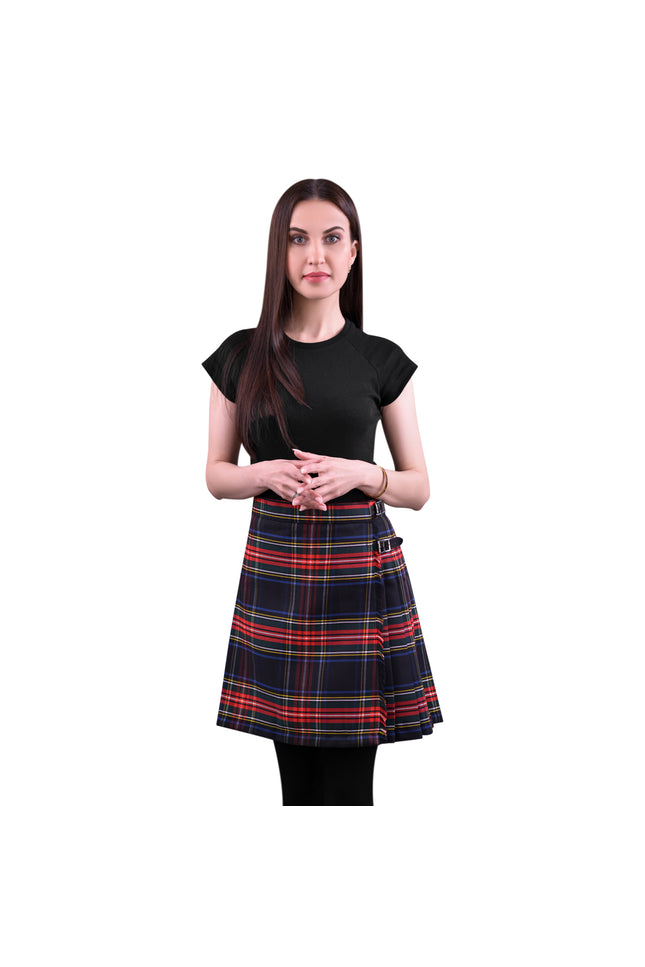 Woman Plaid Kilt - Black Stewart Tartan Kilt - Premium Quality & Timeless Style