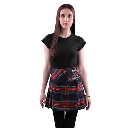Women's Tartan Billie Skirt | Black Stewart