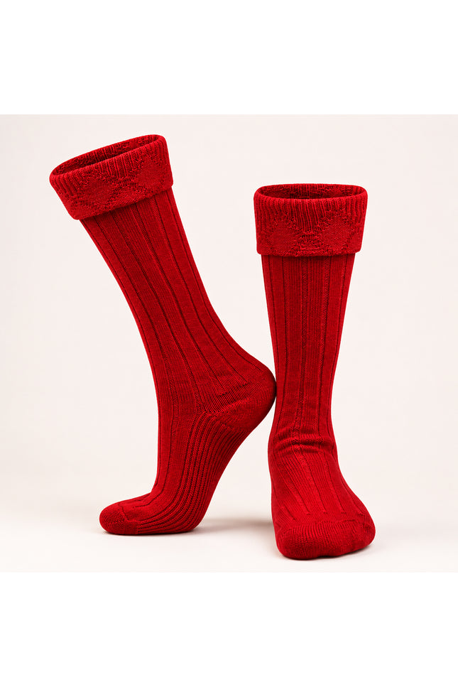 Comfortable Wool Blend Red Kilt Hose | High-Quality Kilt Socks