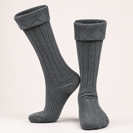 Comfortable Wool Blend Grey Kilt Hose | High-Quality Kilt Socks
