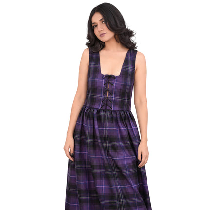 Women's Scottish Highland Dress - Long Tartan Dress | Passion of Scotland Purple