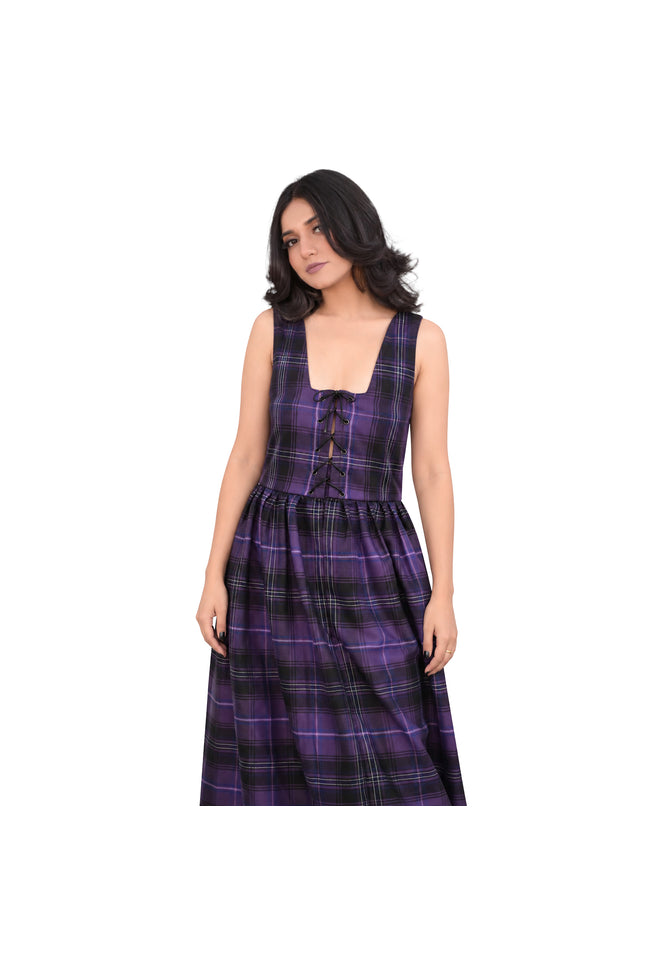 Vestido largo de tartán - Traje escocés de las Highlands para mujer | Púrpura Pasión de Escocia