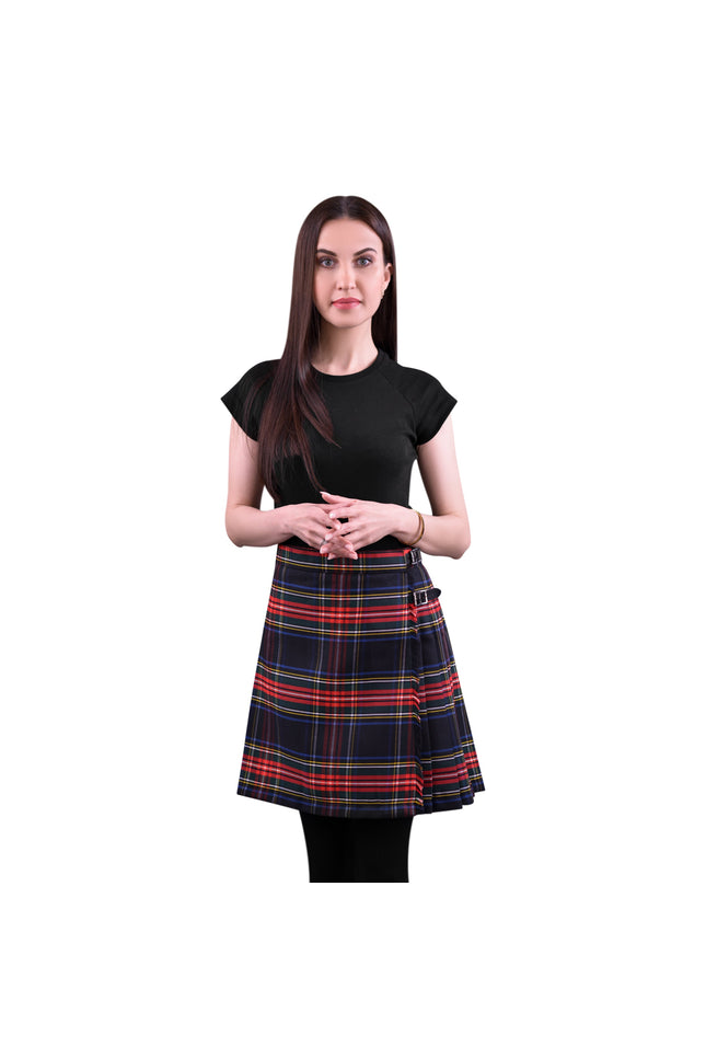Woman Plaid Kilt - Black Stewart Tartan Kilt - Premium Quality & Timeless Style | Big & Tall