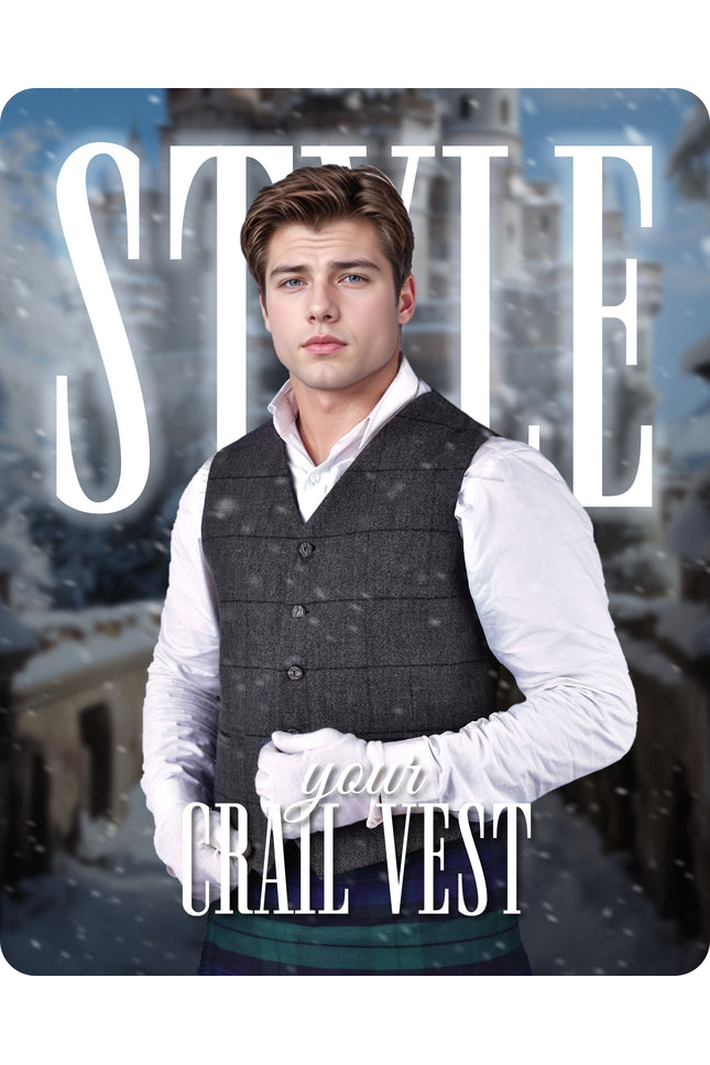 Grey Crail Jacket and Vest - Grey Check  -  Italian Tweed Wool | Scottish Formalwear