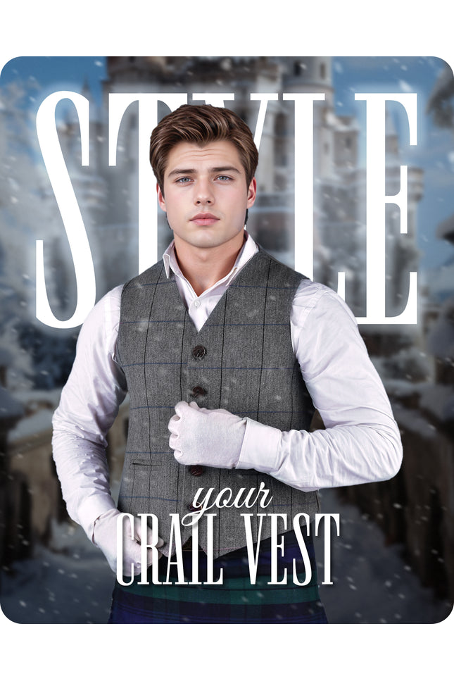 Bold Grey Crail Vest - Red Check