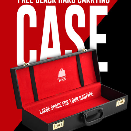 Full Size Rosewood  Bagpipe| Lead-Free Glossy Black Finish | Gold-Engraved Mounts & Ferrules | Hard Case | Premium Reeds + FREE Practice Chanter