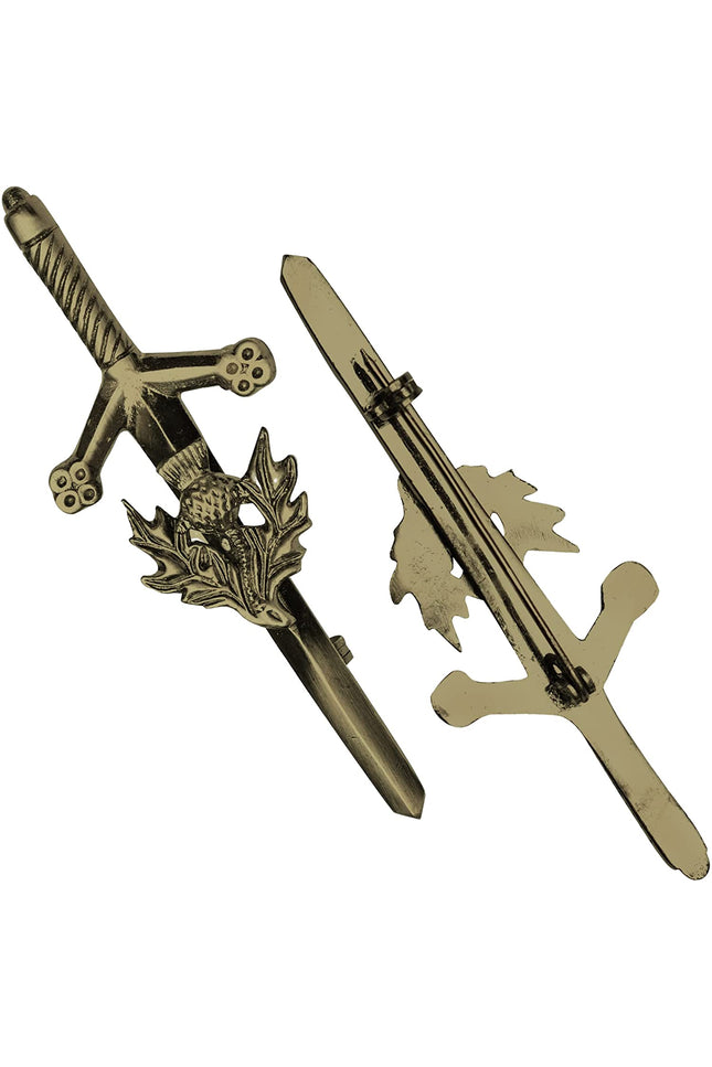 Antique Kilt Pin with a detailed thistle design, perfect for adding elegance to your kilt outfit.