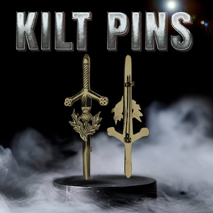 Antique Kilt Pin with a detailed thistle design, perfect for adding elegance to your kilt outfit.