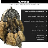  Sporrans, sporrans for sale mens sporrans  leather sporrans day sporrans sporrans for kilts custom sporrans military sporrans tartan sporrans,  dress sporrans scotland sporrans artificer sporrans scottish sporrans masonic sporrans scottish sporrans for sale,  hunting sporrans formal sporrans jacobite sporrans, kilt accessories, sporran bag, sporan, sporrans, kilt pouch, what is a sporran, Full Dress Coyote Fur Sporran with Antique Thistle Tassel