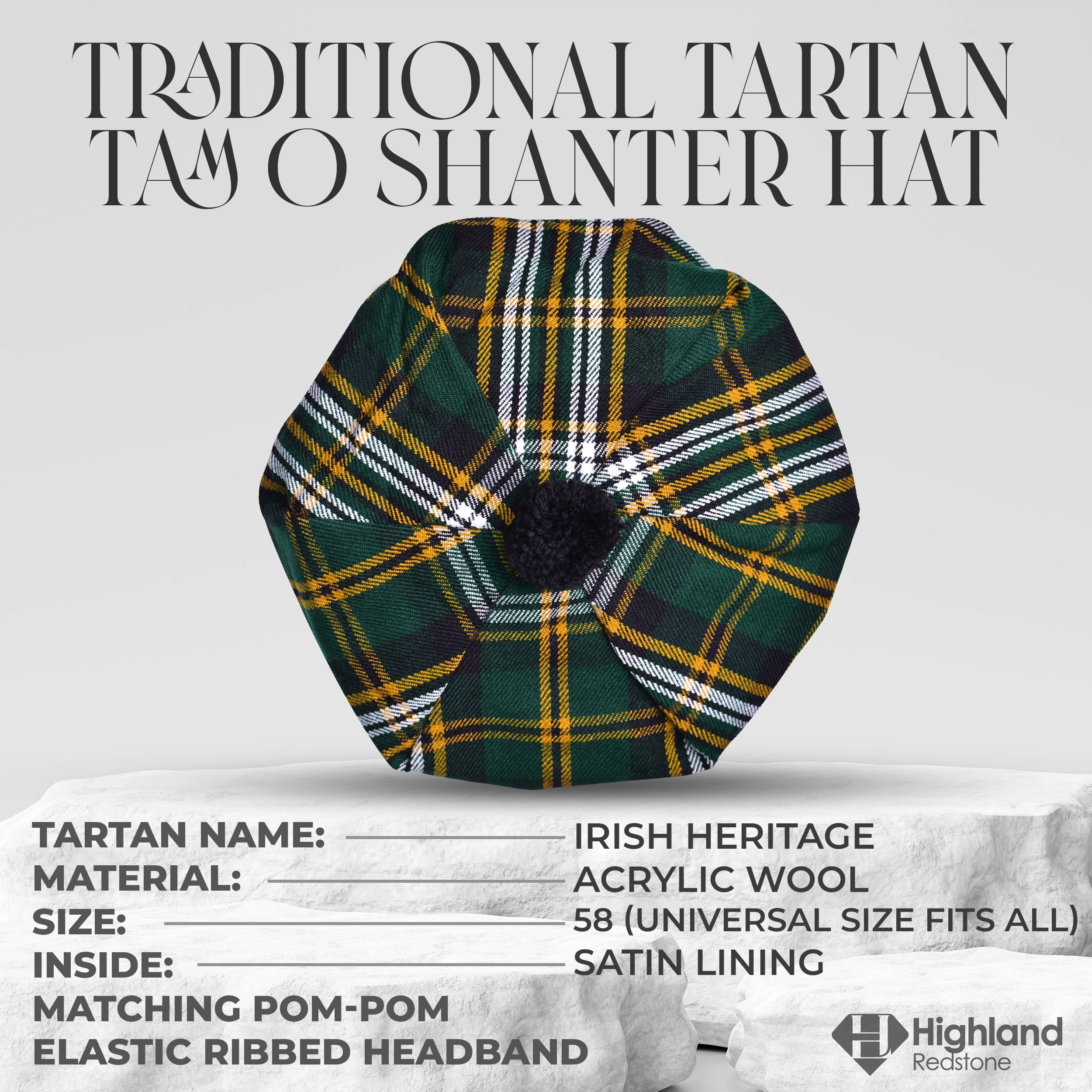 Tam O_Shanter Hat with Pompom (Irish Heritage)