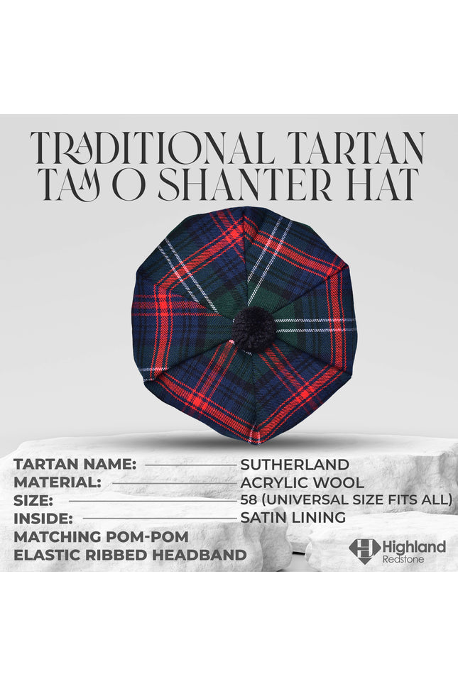 Traditional Tam O'Shanter Hat with Pompom (Sutherland)