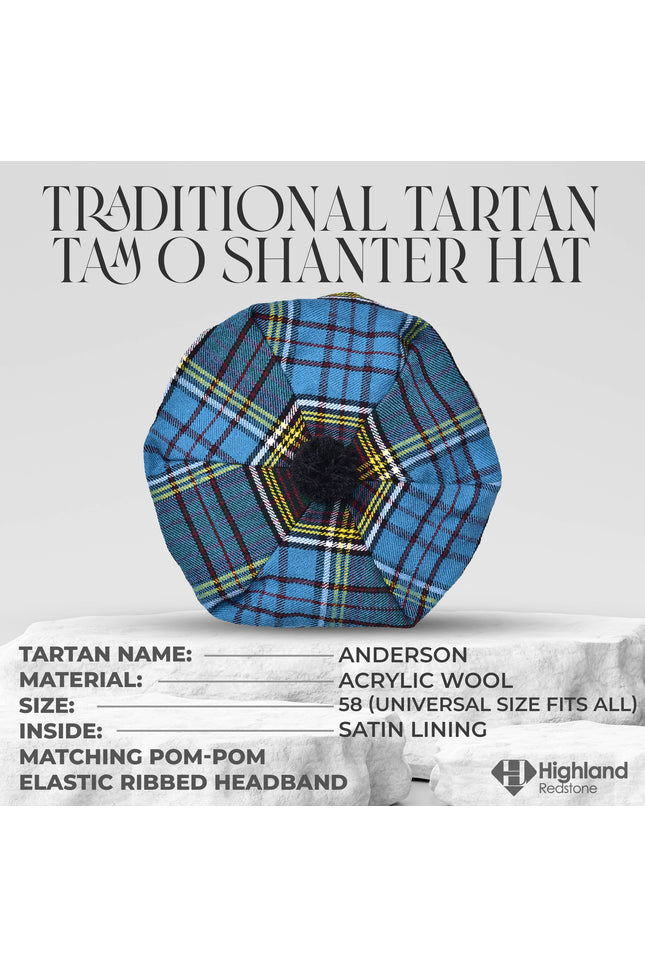 Tam O'Shanter Hat with Pompom in Anderson Tartan