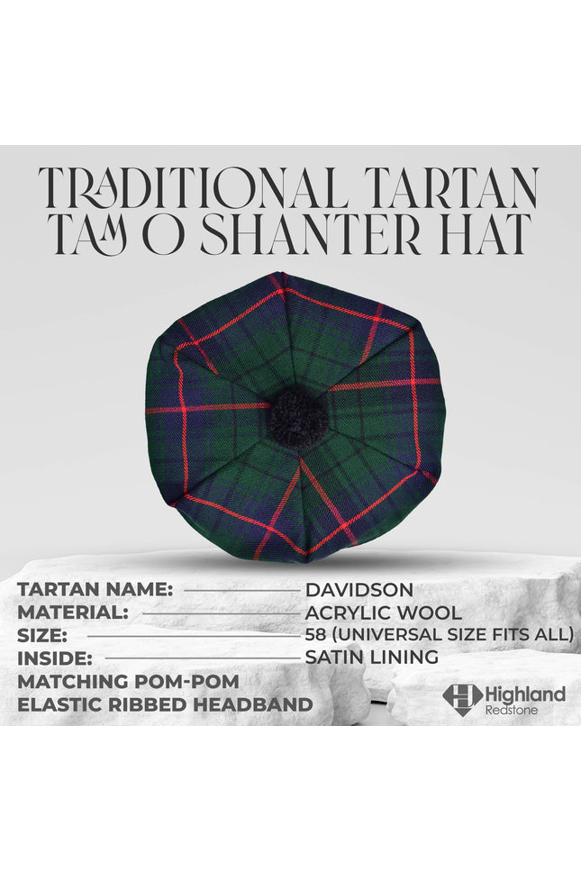 Tam O'Shanter Hat with Pompom in Davidson Tartan