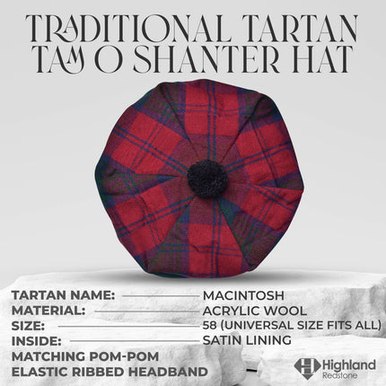 Tam O'Shanter Hat with Pompom in Macintosh Tartan