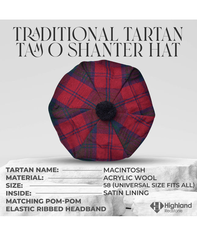Tam O'Shanter Hat with Pompom in Macintosh Tartan