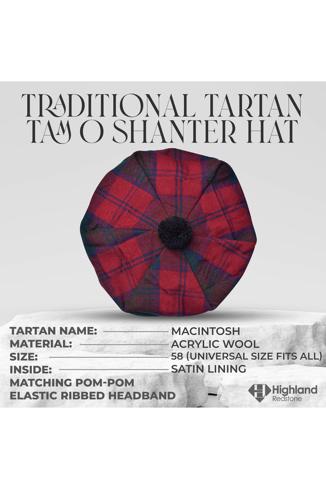 Tam O'Shanter Hat with Pompom in Macintosh Tartan