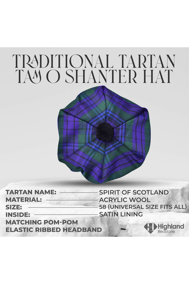 Traditional Tam O'Shanter Hat with Pompom (Spirit of Scotland)