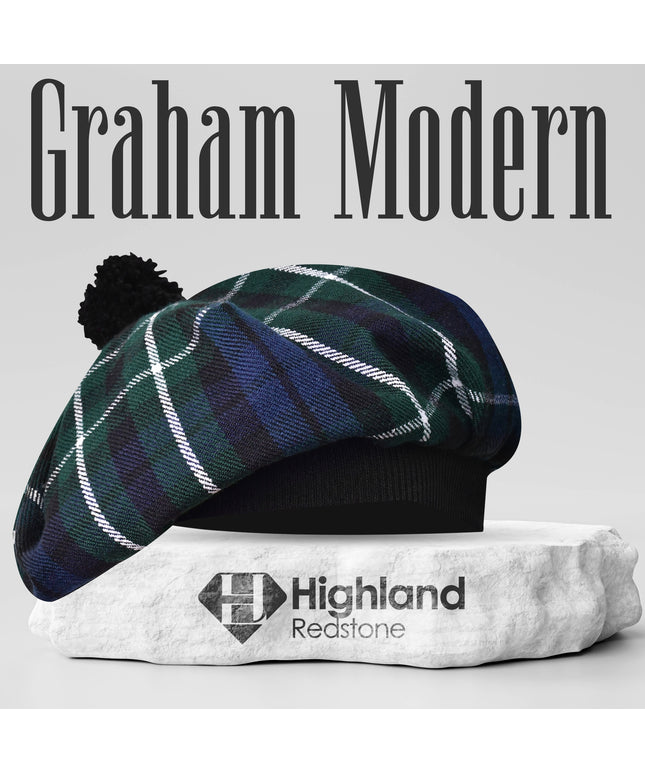 Tam O'Shanter Hat with Pompom in Graham Modern Tartan