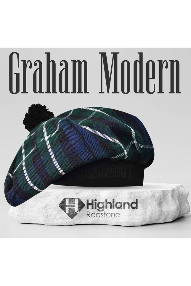 Tam O'Shanter Hat with Pompom in Graham Modern Tartan